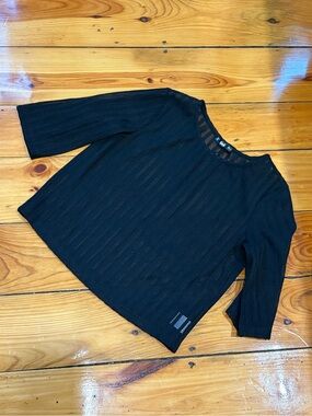 SHEIN Black Openwork Knit Tunic Top